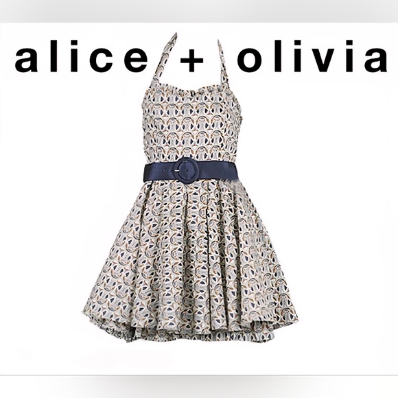 Alice + Olivia Dresses & Skirts - Alice + Olivia  Patterned Dress - Blue and White